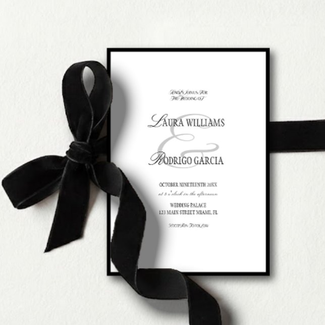 Invitation Mariage Argent Noir Éditorial Vieille Fortune (Créateur téléchargé)