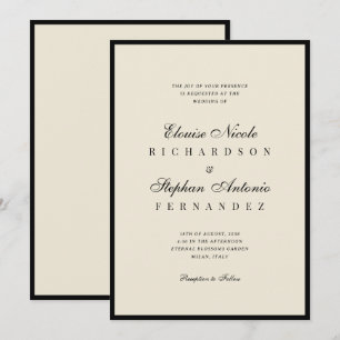 Invitation Mariage Argenté et Noir à l'ancienne