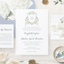 Mariage Armoiries Monogramme Floral Végétal Bleu P