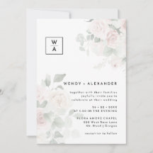 Mariage Armoiries Monogramme Roses Florales Modern