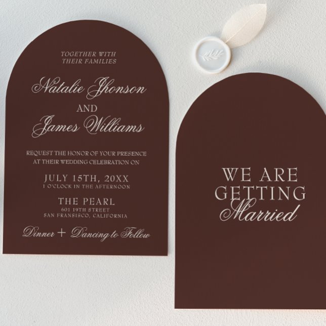 Invitation Mariage Arqué au Chocolat Classique à l'Ancienne (Créateur téléchargé)