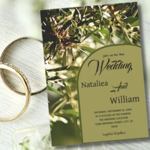 Invitation Mariage Arrière - plan d'olivier vert moderne