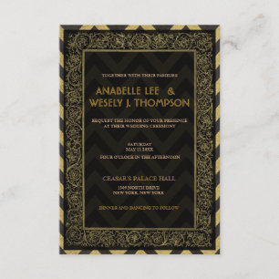 Invitation Mariage Art Déco Chevron des années 192