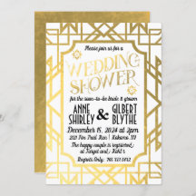 Mariage Art Déco Couple Shower Gatsby Or Foil