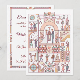 Invitation Mariage Art Déco de Conte de Fées