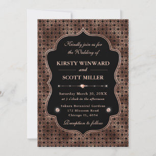 Invitation Mariage Art Déco Élégant Rose Gold Concentrique