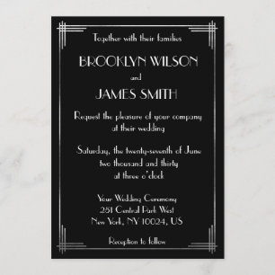 Invitation Mariage Art Déco Gatsby Argent
