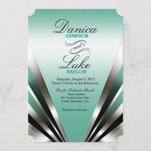 Invitation Mariage Art Déco Glamour Nouveau   sarcelle