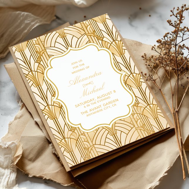 Invitation Mariage Art déco Gold Foil (Créateur téléchargé)