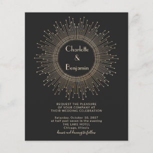 Invitation Mariage Art Déco Noir Élégant Budget