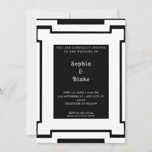 Invitation Mariage Art Déco Noir et Blanc Audacieux