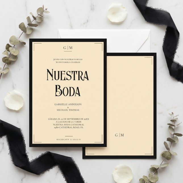 Invitation Mariage Art Déco Notre Mariage Élégant (Créateur téléchargé)
