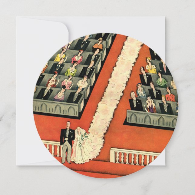 Invitation Mariage Art Déco vintage, Mariée dans la chambre I (Devant)