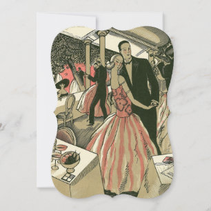 Invitation Mariage Art Déco vintage, Première Danse pour mari