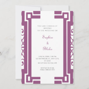 Invitation Mariage Art déco Vintage violet et blanc