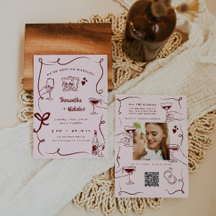 Invitation Mariage   Art Doodle Rétro Fantaisiste