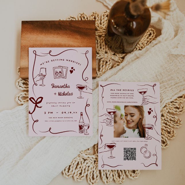Invitation Mariage | Art Doodle Rétro Fantaisiste (Créateur téléchargé)
