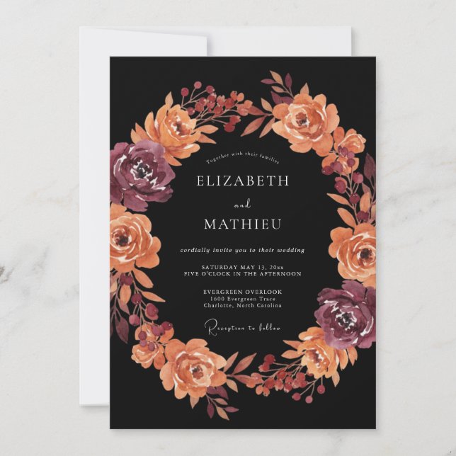 Invitation Mariage Art Floral de Bourgogne (Devant)