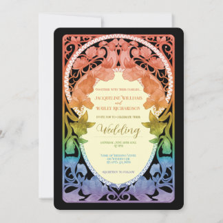 Invitation Mariage Art Nouveau aquarelle Rainbow II