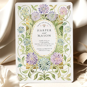 Invitation Mariage Art Nouveau Artistique Dahlia Vitrail