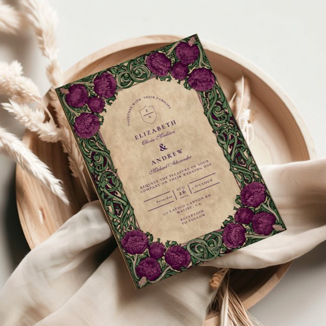 Invitation Mariage Art Nouveau au chardon (Créateur téléchargé)