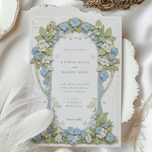 Invitation Mariage Art Nouveau aux Hortensias