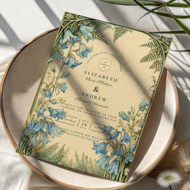 Invitation Mariage Art Nouveau Bleuet (Créateur téléchargé)