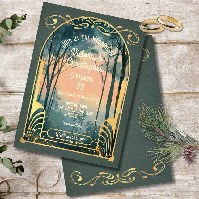Invitation Mariage Art nouveau de la forêt enchantée (Créateur téléchargé)