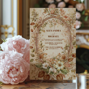 Invitation Mariage Art Nouveau en terre cuite florale 