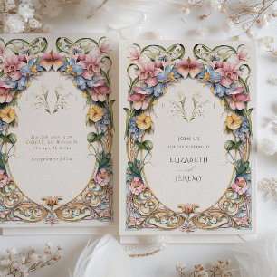Invitation Mariage Art Nouveau Fleurs Sauvages Félicité Botan