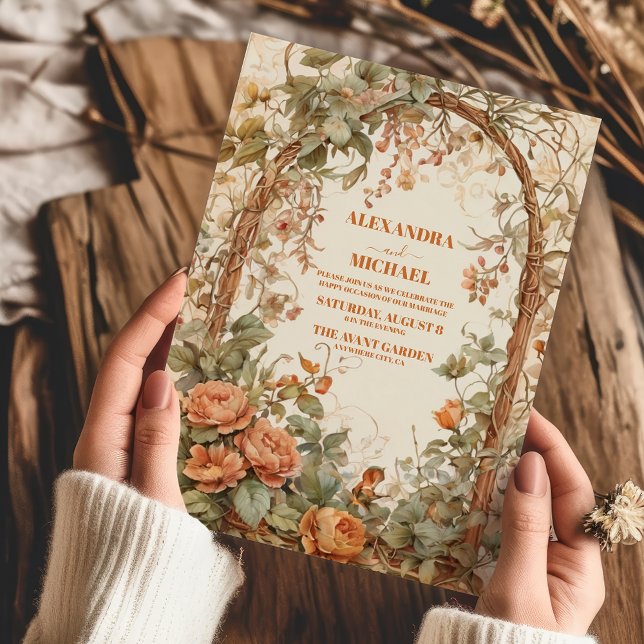 Invitation Mariage Art Nouveau Floral Rustique Vintage  (Créateur téléchargé)