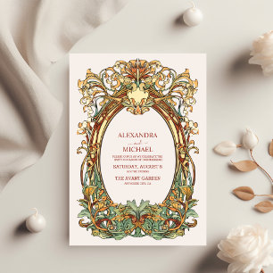 Invitation Mariage Art Nouveau Floral Vintage 