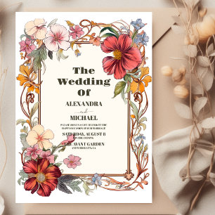Invitation Mariage Art Nouveau Floral Vintage