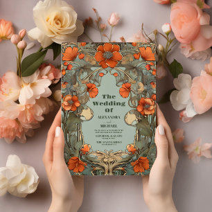 Invitation Mariage Art Nouveau Floral Vintage