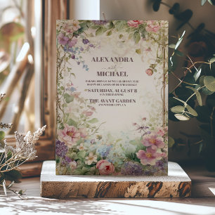 Invitation Mariage Art Nouveau Floral Violet Automnal 