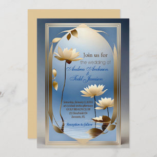 Invitation Mariage Art nouveau lotus fleurs