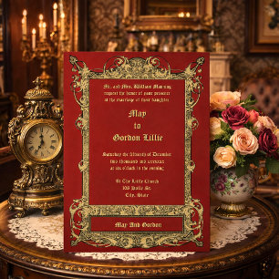 Invitation Mariage Art Nouveau Orné Vintage 1913
