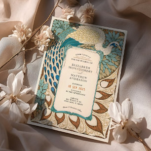 Invitation Mariage Art Nouveau Paon