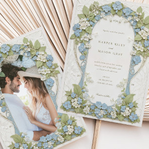 Invitation Mariage Art Nouveau Photo Hydrangeas