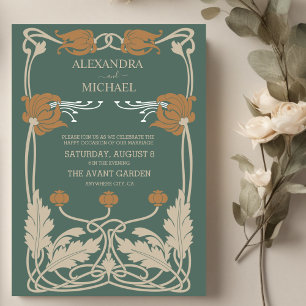 Invitation Mariage Art nouveau vert