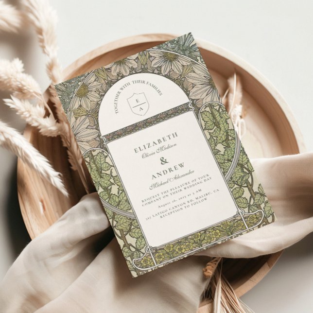 Invitation Mariage Art Nouveau vert sauge (Créateur téléchargé)