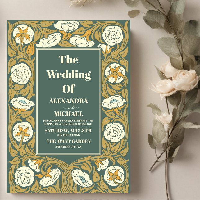 Invitation Mariage Art nouveau vintage (Créateur téléchargé)