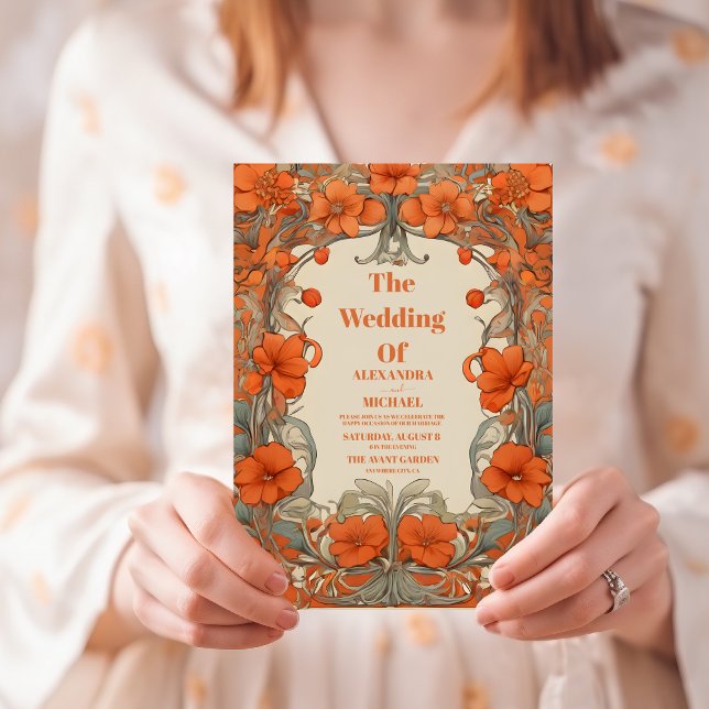 Invitation Mariage Art nouveau vintage (Créateur téléchargé)