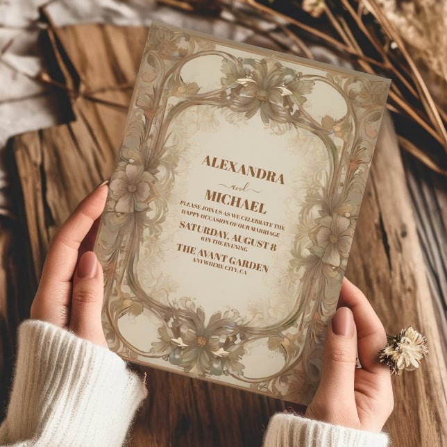 Invitation Mariage Art nouveau vintage (Créateur téléchargé)