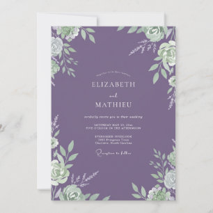 Invitation Mariage Artisanal Améthyste Pétales de Menthe