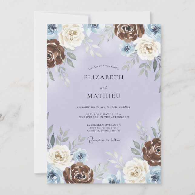 Invitation Mariage Artisanal au Prune au Chocolat (Devant)