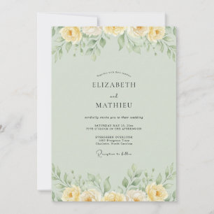 Invitation Mariage Artisanal Beurre Céladon Pivoine