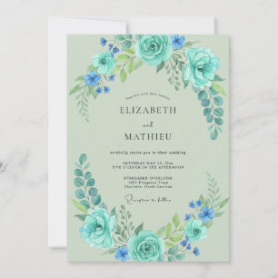Invitation Mariage Artisanal Feuille de Menthe Aqua