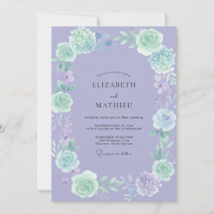 Invitation Mariage Artisanal Pivoine Menthe Pervenche