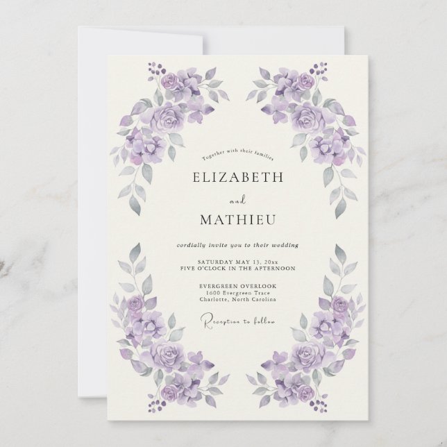 Invitation Mariage Artisterie Fleur de Lavande (Devant)